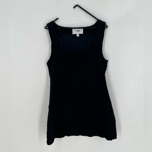 Le Bop Della Black Slim Square Neck Mini Linen Blend Dress